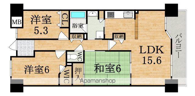 ディアステージ奈良三条(3LDK/8階)の間取り写真