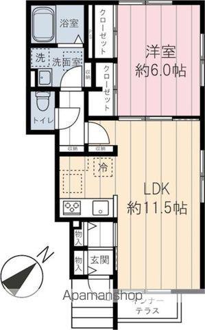 LUMINOUS東長崎(1LDK/1階)の間取り写真
