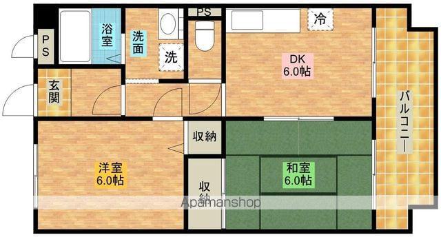 デュアラ(2DK/4階)の間取り写真