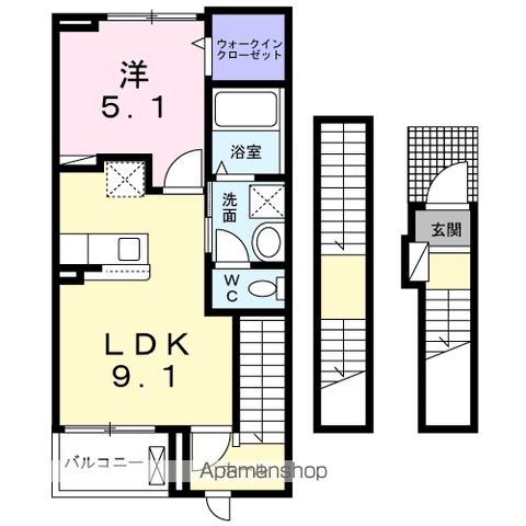 リーフレットⅡ(1LDK/3階)の間取り写真