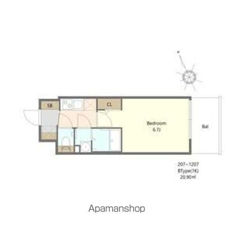 ALIVIS福島海老江(1K/5階)の間取り写真