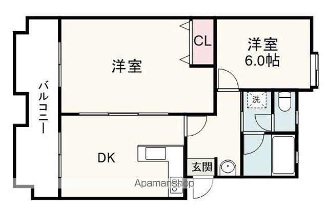 シャレーム渋川(2DK/1階)の間取り写真