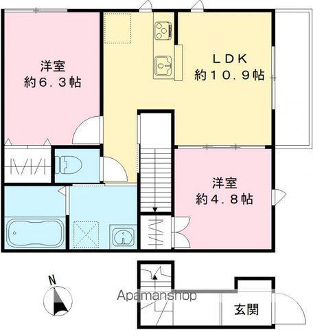 レクシアメゾンⅡ(2LDK/2階)の間取り写真