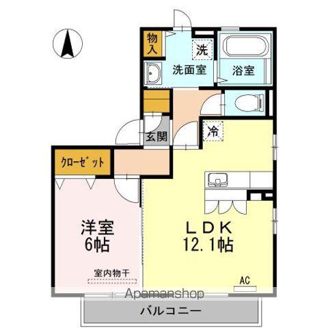 シュヴァル・キャトルズⅠ(1LDK/2階)の間取り写真