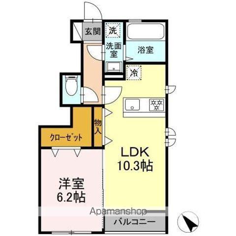 フランネル多賀城(1LDK/1階)の間取り写真