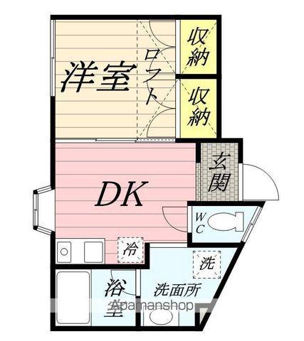 三球ハイツ(1DK/2階)の間取り写真