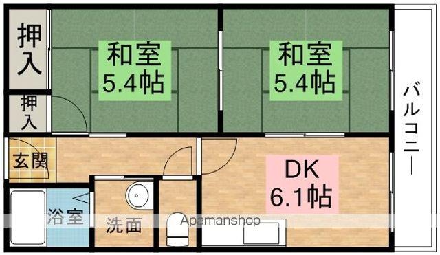 グリーンファンタン(2DK/2階)の間取り写真