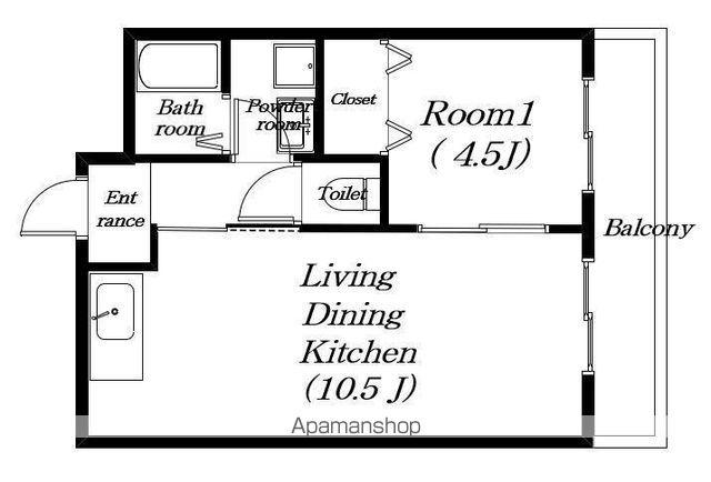 メゾン皇子が丘(1LDK/4階)の間取り写真