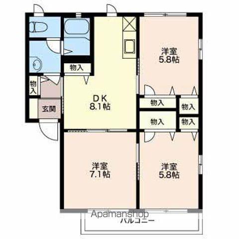 ディアス並柳 A(3DK/1階)の間取り写真