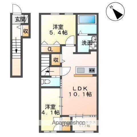 ベルディウム(2LDK/2階)の間取り写真