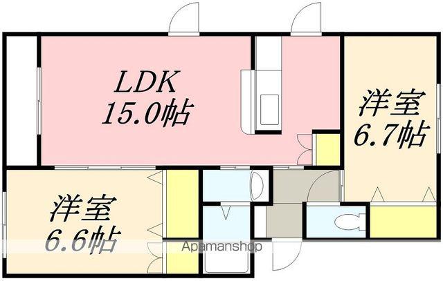 レジデンスプリンシパル(2LDK/3階)の間取り写真