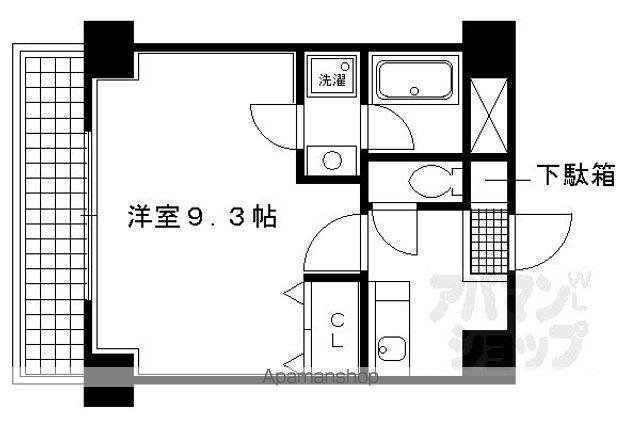 プラザ五条鴨川(1K/7階)の間取り写真