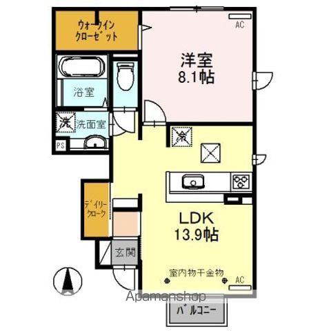 プレミアAII(1LDK/1階)の間取り写真