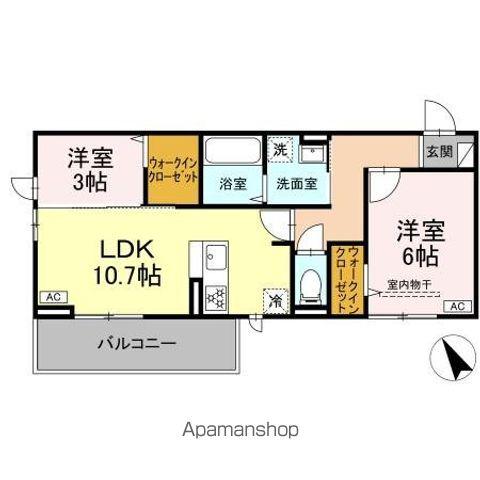トリシア野多目I I(2LDK/2階)の間取り写真