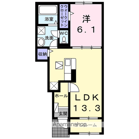 プラーンドルⅩⅡ(1LDK/1階)の間取り写真