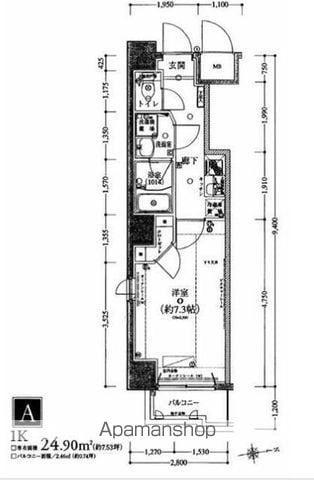 グランリーヴェル横濱三ツ沢公園(1K/4階)の間取り写真