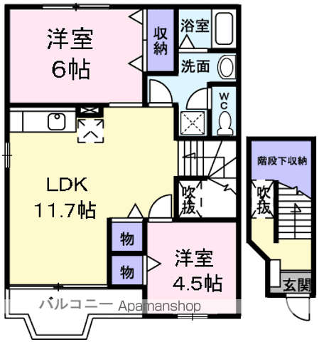 セントラルビレッジ(2LDK/2階)の間取り写真