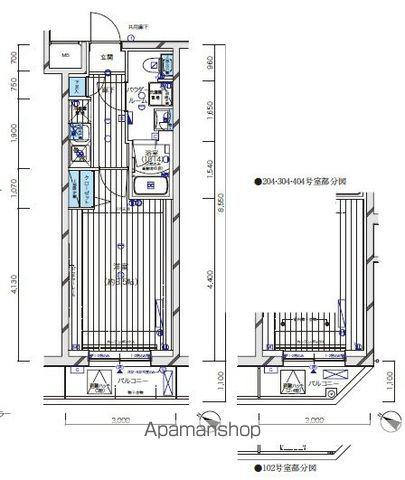 メインステージ新宿中井(1K/1階)の間取り写真