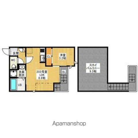 GRANDTIC CASTLE(1LDK/2階)の間取り写真