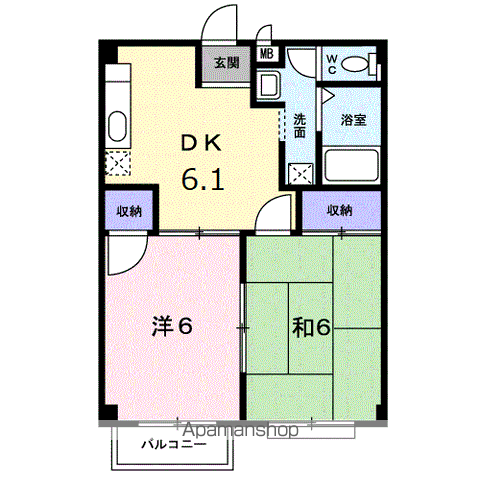 リベルテ吉田(2DK/2階)の間取り写真