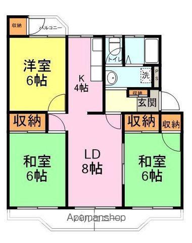 リズム綾羅木A(3LDK/2階)の間取り写真