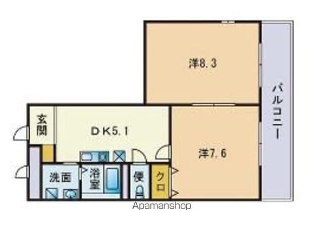 アンプルール・ベトン筑紫通(2DK/2階)の間取り写真