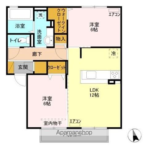 東武鉄道佐野線 吉水駅 徒歩10分 2階建 築13年(2LDK/2階)の間取り写真