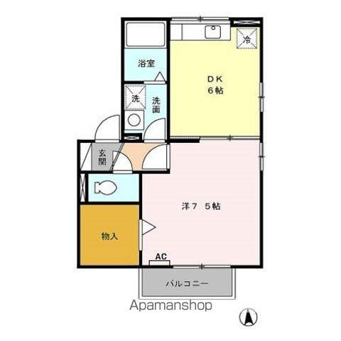リビングタウン小鹿A(1DK/2階)の間取り写真