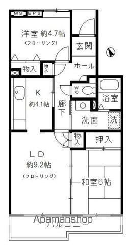 コーポレート小金井梶野通6号棟(2LDK/1階)の間取り写真