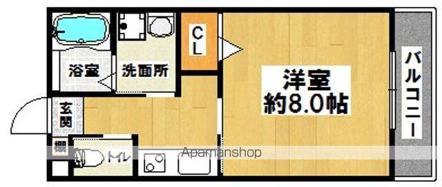 ロイヤルコート津久野(1K/1階)の間取り写真