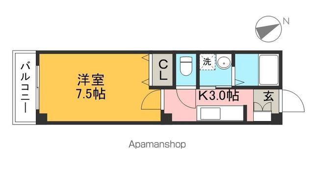 アーバンハイツ梅ノ辻(1K/2階)の間取り写真