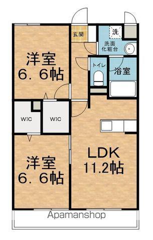 ジュヴネ白板(2LDK/2階)の間取り写真