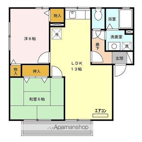 ヴィルヌーブA/B/C(2LDK/1階)の間取り写真