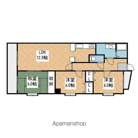 クレイドル塩付通(3LDK/2階)の間取り写真