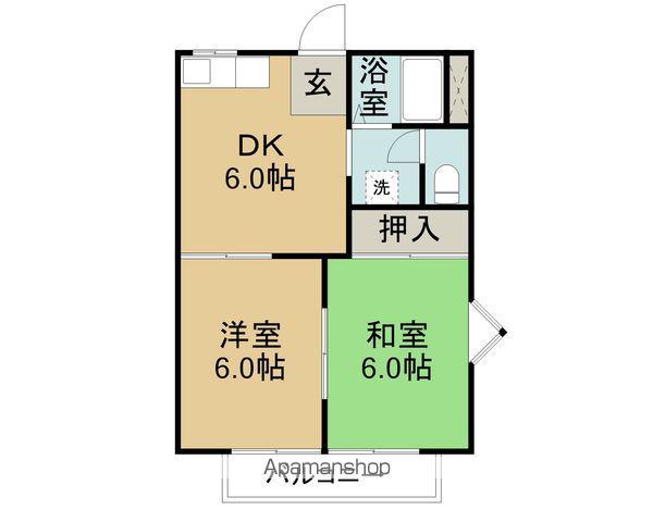 サン西陵Ⅱ-B(2DK/1階)の間取り写真