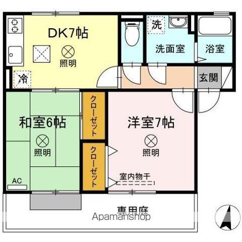 サンハイム撫川A棟(2DK/1階)の間取り写真