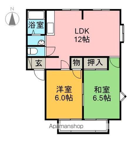 サンビレッジ住吉 D(2LDK/2階)の間取り写真