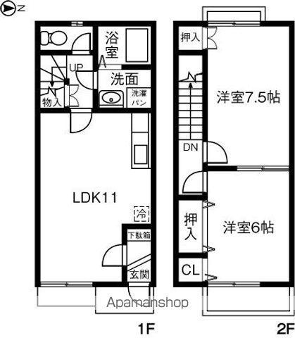 ハイツキューハイB(2LDK)の間取り写真
