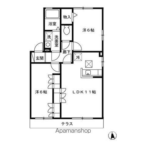 クレストAB(2LDK/1階)の間取り写真