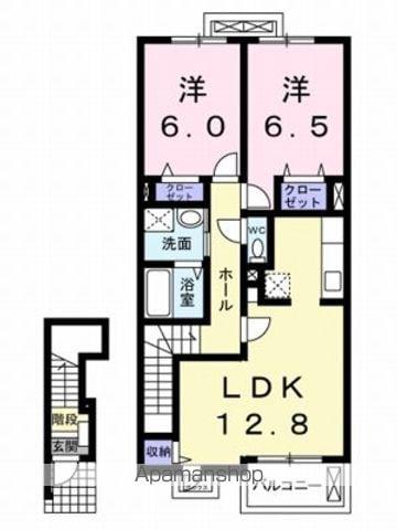 ソレイユK枝松C(2LDK/2階)の間取り写真