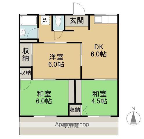 則本ハイツA棟(3DK/1階)の間取り写真