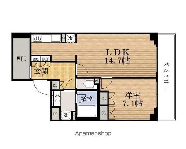 本町橋TOWER(1LDK/16階)の間取り写真