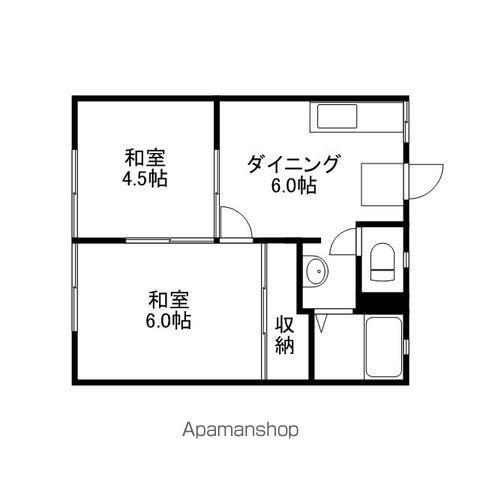 ハニーハイツ2号棟(2DK/1階)の間取り写真