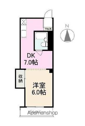 サニーハイツ松島(1DK/4階)の間取り写真