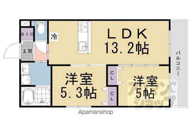 NOAH山科椥辻(2LDK/4階)の間取り写真