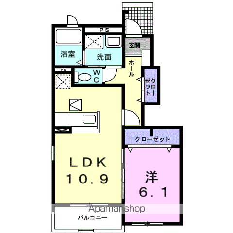 プラシードⅡ(1LDK/1階)の間取り写真