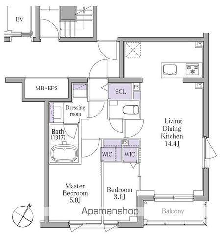 イプセ白金(2LDK/2階)の間取り写真