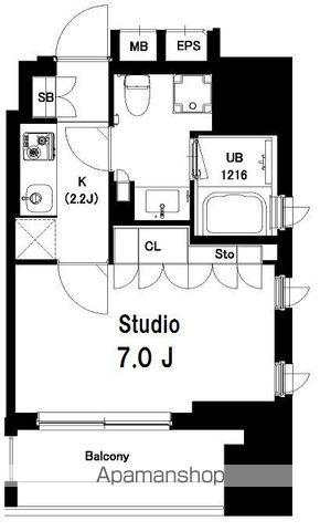 中目黒ウエスト(1K/6階)の間取り写真