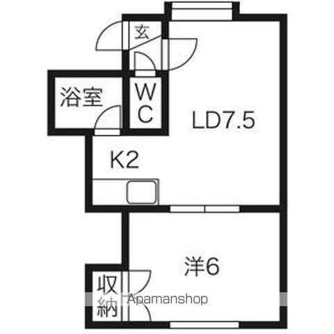 プラタナス曙B(1DK/3階)の間取り写真