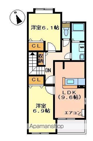コーポ加藤(2LDK/2階)の間取り写真